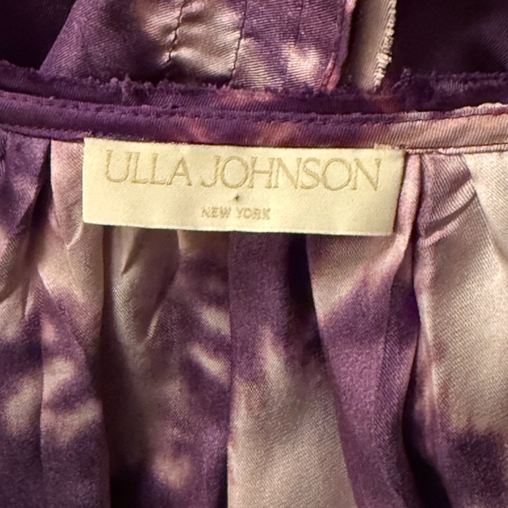 Ulla Johnson Emery Silk Ruffle Long Sleeve Mini Dress Purple Shibori Size 0 NWOT - Picture 14 of 15